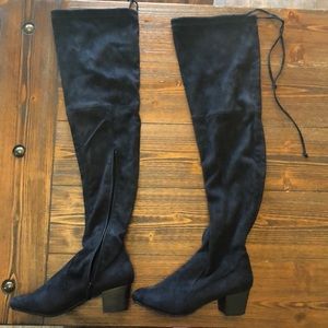 over the knee high black boots
